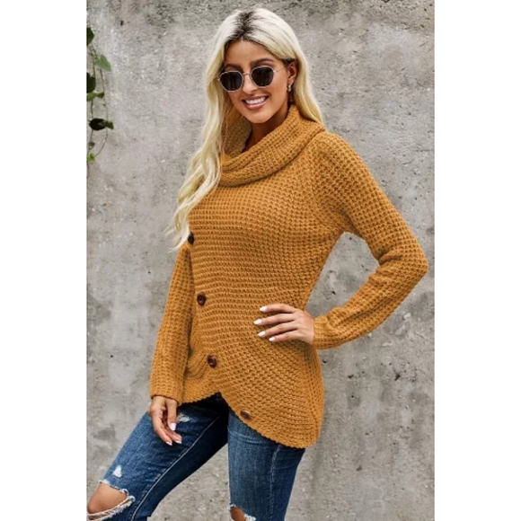 LAST ONE! Soft And Cozy DAISY Button Wrap Sweater - Picture 3 of 6